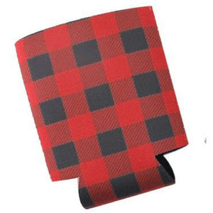 Printed Collapsible Beverage Coolers - Red & Black Buffalo Plaid