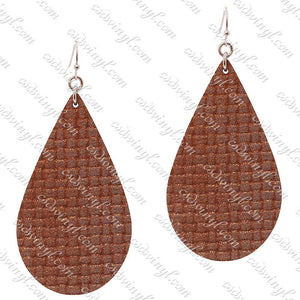Monogram Ready Earrings - Leather Teardrop - Metallic Brown