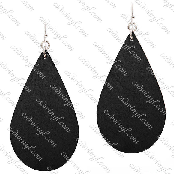 Monogram Ready Earrings - Leather Teardrop - Black