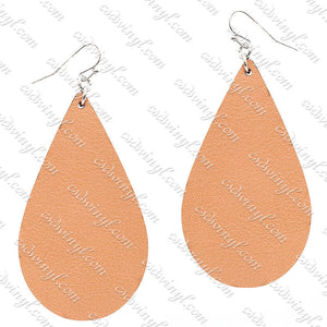 Monogram Ready Earrings - Leather Teardrop - Peach