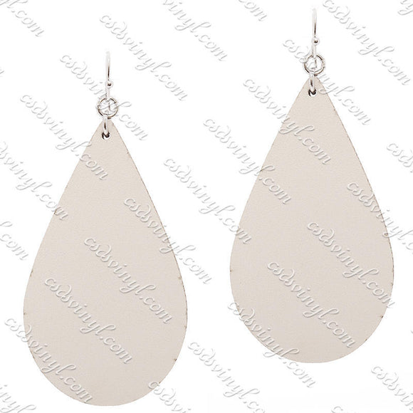 Monogram Ready Earrings - Leather Teardrop - White