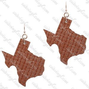 Monogram Ready Earrings - Leather Texas Shape - Metallic Brown