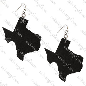 Monogram Ready Earrings - Leather Texas Shape - Black