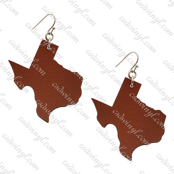 Monogram Ready Earrings - Leather Texas Shape - Brown