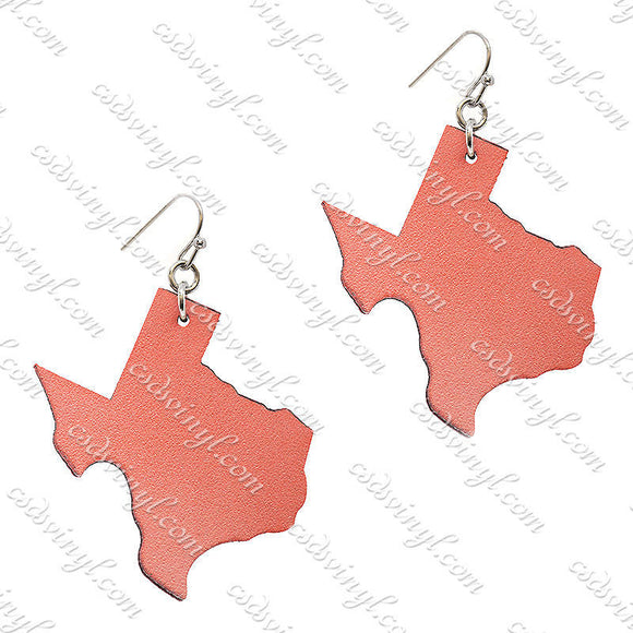 Monogram Ready Earrings - Leather Texas Shape - Coral