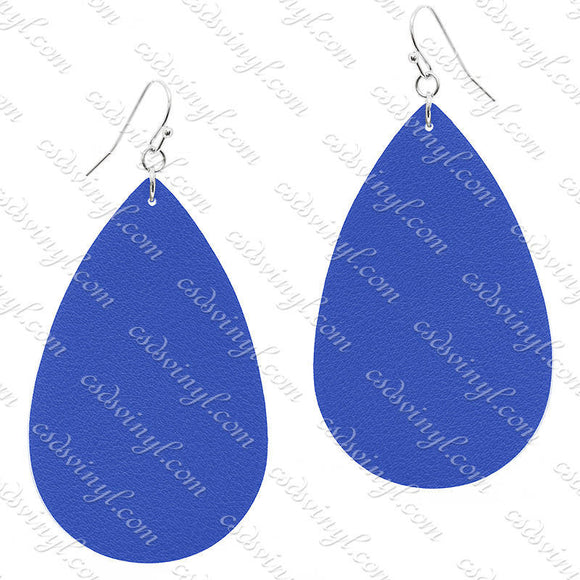 Monogram Ready Earrings - Leather Teardrop - Royal Blue