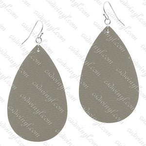 Monogram Ready Earrings - Leather Teardrop - Grey