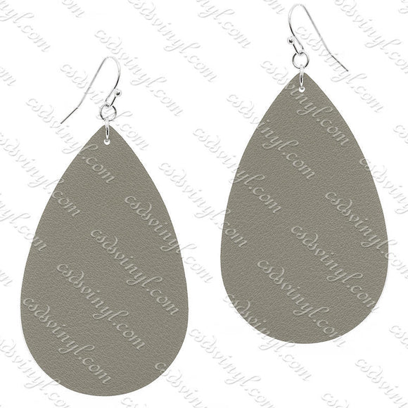 Monogram Ready Earrings - Leather Teardrop - Grey
