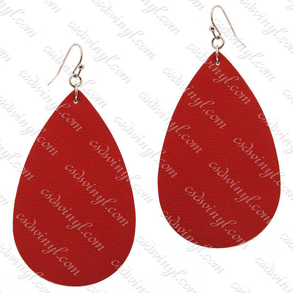 Monogram Ready Earrings - Leather Teardrop - Red