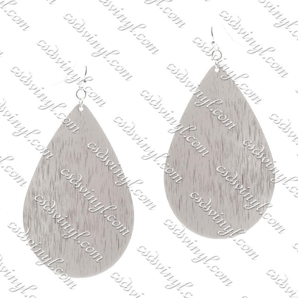 Monogram Ready Earrings - Brushed Metal Teardrop - Silver