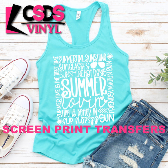Screen Print Transfer - Summer Typography - White