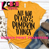 Screen Print Transfer - All the Plaid & Pumpkin Things - Black