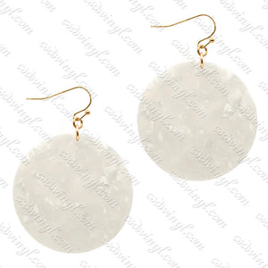 Monogram Ready Earrings - Acrylic Round - White Confetti